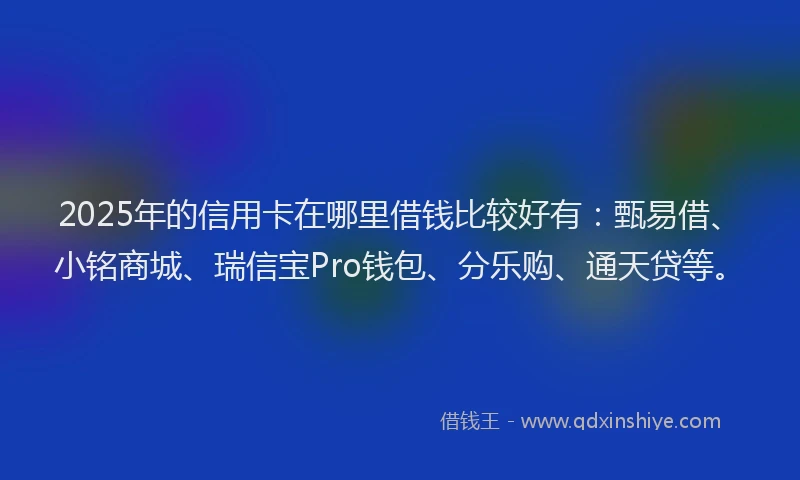 2025年的信用卡在哪里借钱比较好有：甄易借、小铭商城、瑞信宝Pro钱包、分乐购、通天贷等。