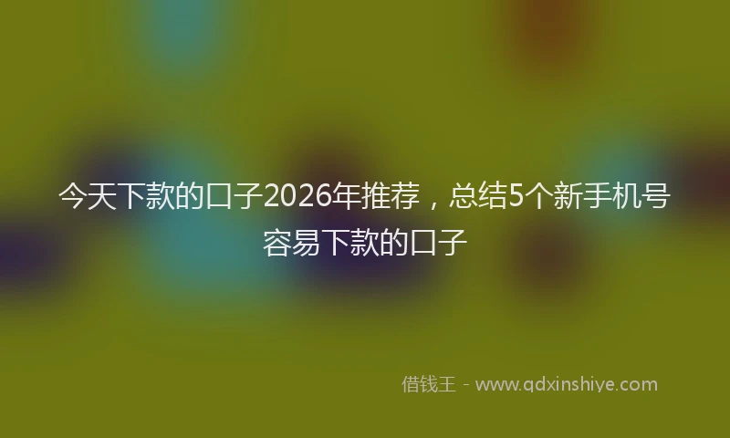 今天下款的口子2026年推荐，总结5个新手机号容易下款的口子