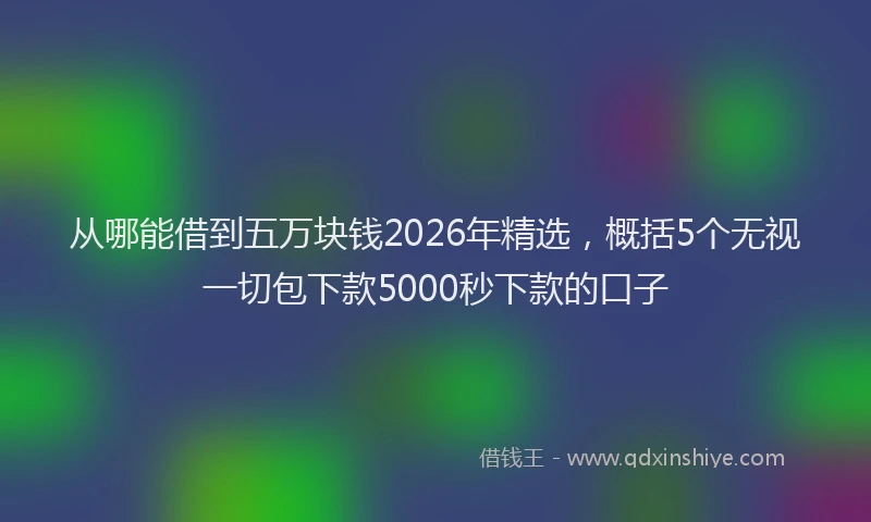 从哪能借到五万块钱2026年精选，概括5个无视一切包下款5000秒下款的口子