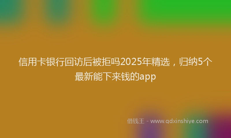 信用卡银行回访后被拒吗2025年精选，归纳5个最新能下来钱的app