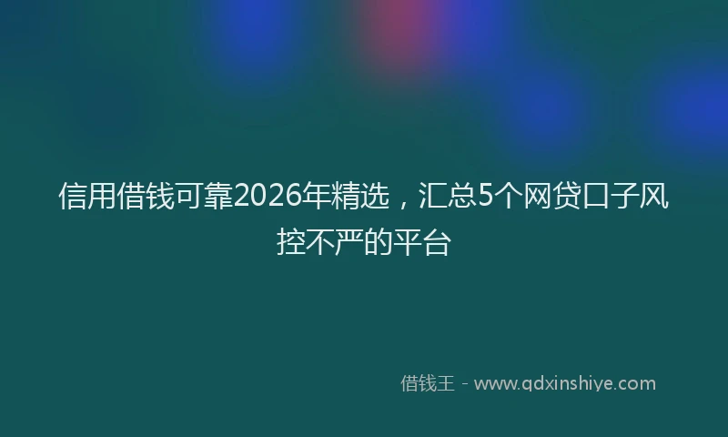 信用借钱可靠2026年精选，汇总5个网贷口子风控不严的平台