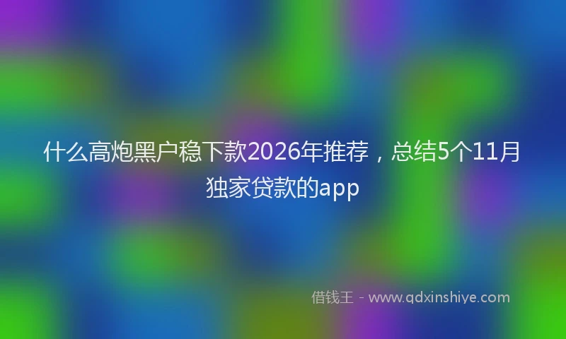 什么高炮黑户稳下款2026年推荐，总结5个11月独家贷款的app