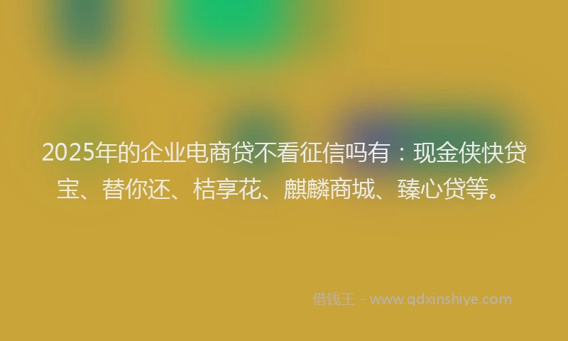 2025年的企业电商贷不看征信吗有：现金侠快贷宝、替你还、桔享花、麒麟商城、臻心贷等。