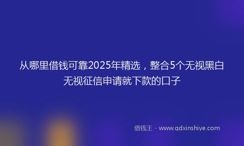 从哪里借钱可靠2025年精选，整合5个无视黑白无视征信申请就下款的口子