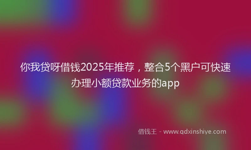 你我贷呀借钱2025年推荐，整合5个黑户可快速办理小额贷款业务的app