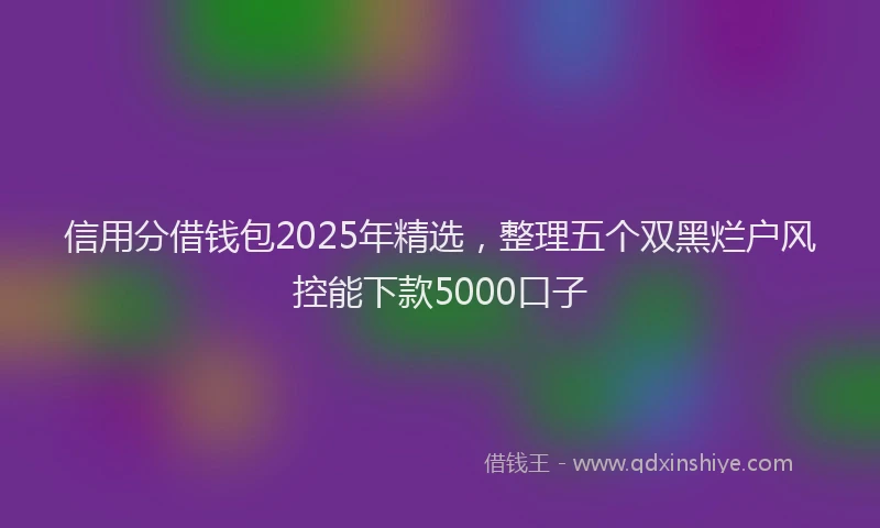 信用分借钱包2025年精选，整理五个双黑烂户风控能下款5000口子