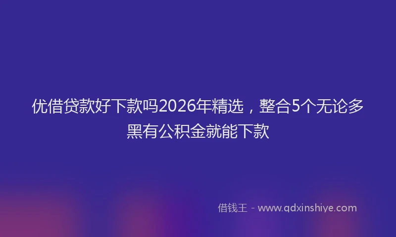 优借贷款好下款吗2026年精选，整合5个无论多黑有公积金就能下款