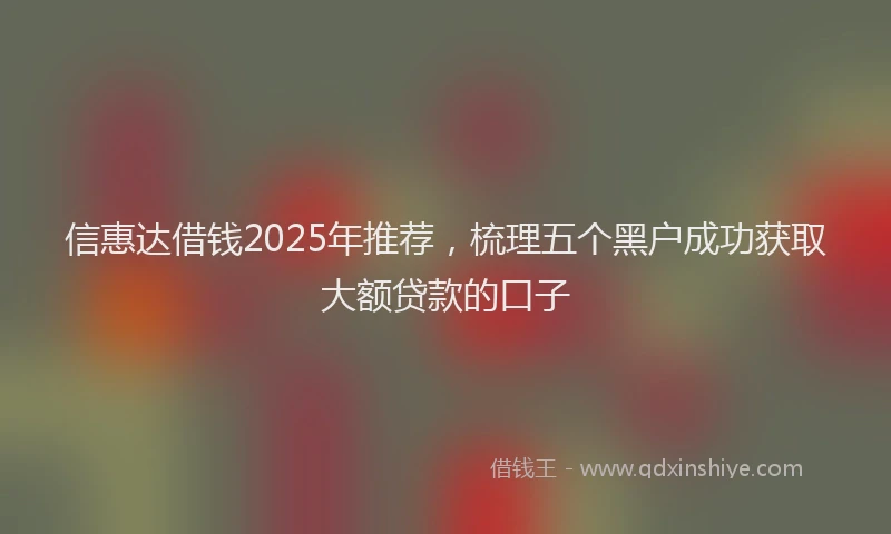 信惠达借钱2025年推荐，梳理五个黑户成功获取大额贷款的口子