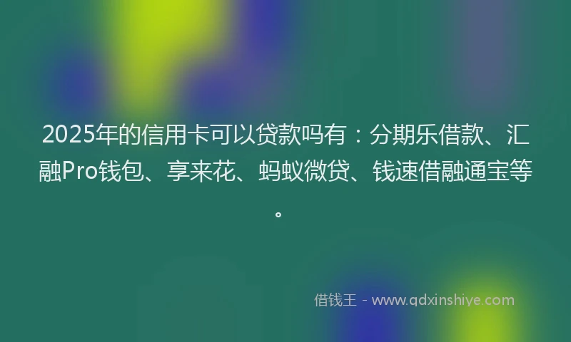 2025年的信用卡可以贷款吗有：分期乐借款、汇融Pro钱包、享来花、蚂蚁微贷、钱速借融通宝等。