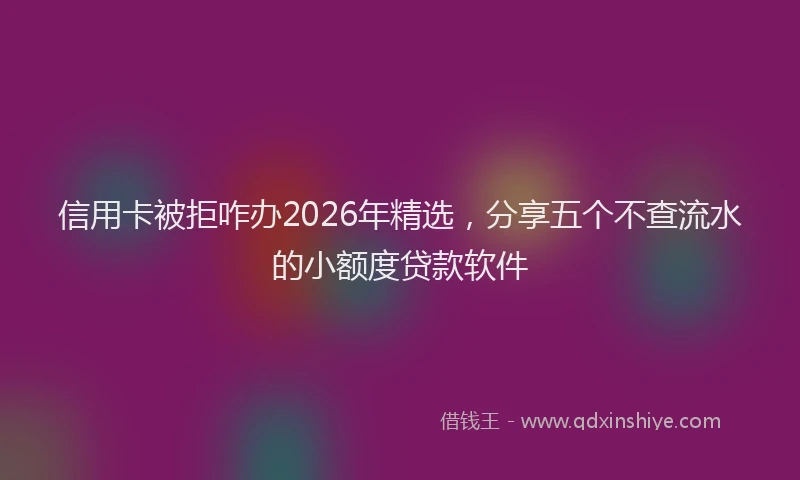 信用卡被拒咋办2026年精选,分享五个不查流水的小额度贷款软件