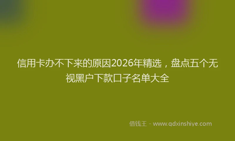 信用卡办不下来的原因2026年精选，盘点五个无视黑户下款口子名单大全