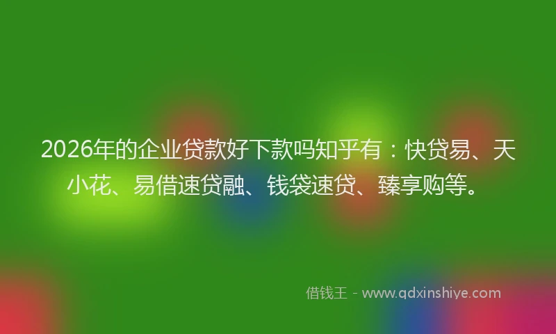 2026年的企业贷款好下款吗知乎有：快贷易、天小花、易借速贷融、钱袋速贷、臻享购等。