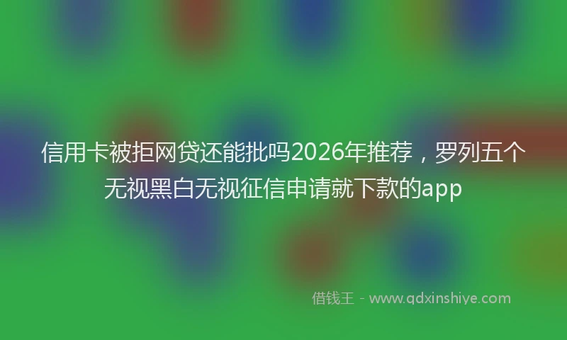 信用卡被拒网贷还能批吗2026年推荐，罗列五个无视黑白无视征信申请就下款的app