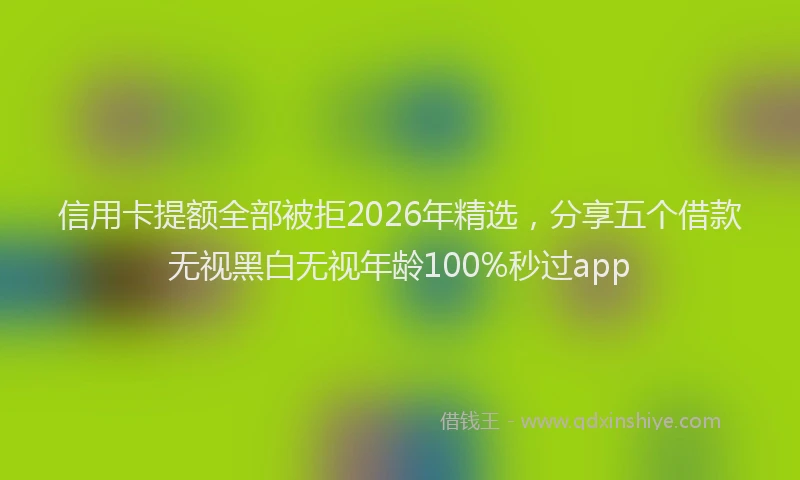 信用卡提额全部被拒2026年精选，分享五个借款无视黑白无视年龄100%秒过app