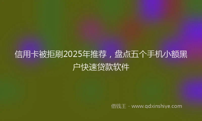 信用卡被拒刷2025年推荐，盘点五个手机小额黑户快速贷款软件