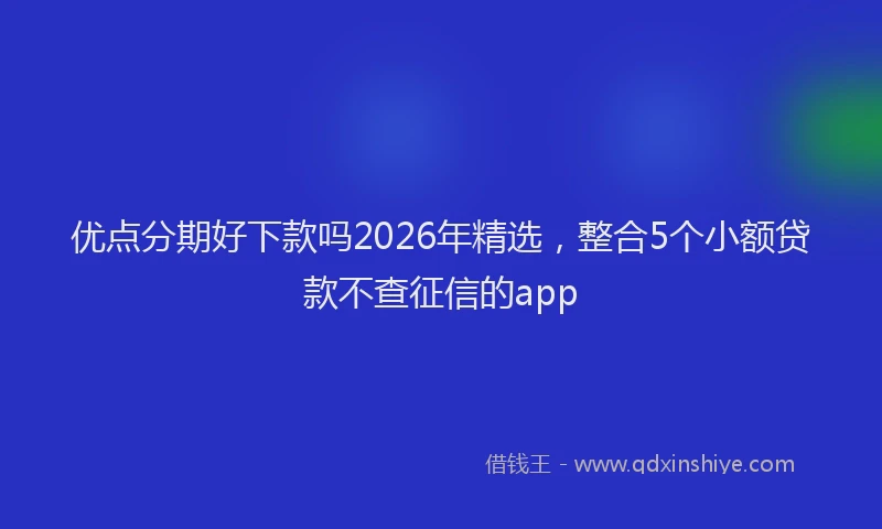 优点分期好下款吗2026年精选，整合5个小额贷款不查征信的app
