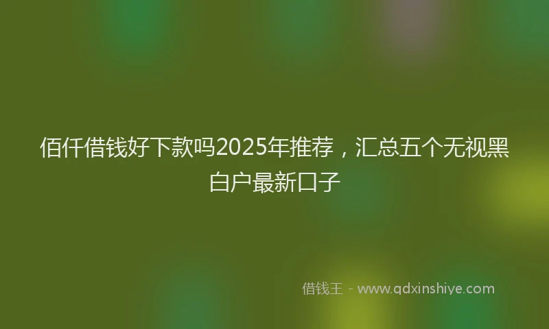 佰仟借钱好下款吗2025年推荐，汇总五个无视黑白户最新口子