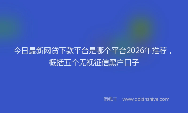 今日最新网贷下款平台是哪个平台2026年推荐，概括五个无视征信黑户口子