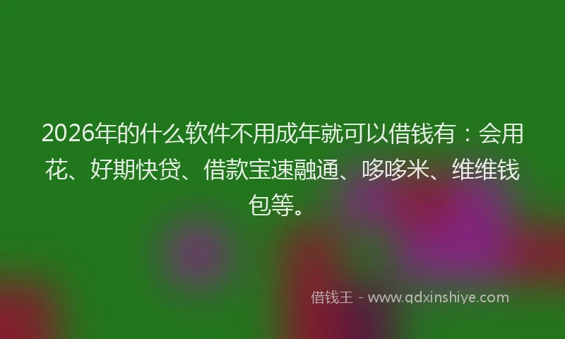 2026年的什么软件不用成年就可以借钱有：会用花、好期快贷、借款宝速融通、哆哆米、维维钱包等。