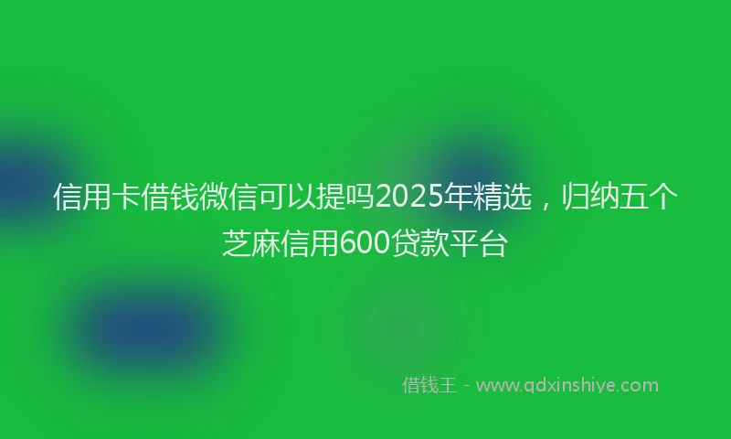 信用卡借钱微信可以提吗2025年精选，归纳五个芝麻信用600贷款平台