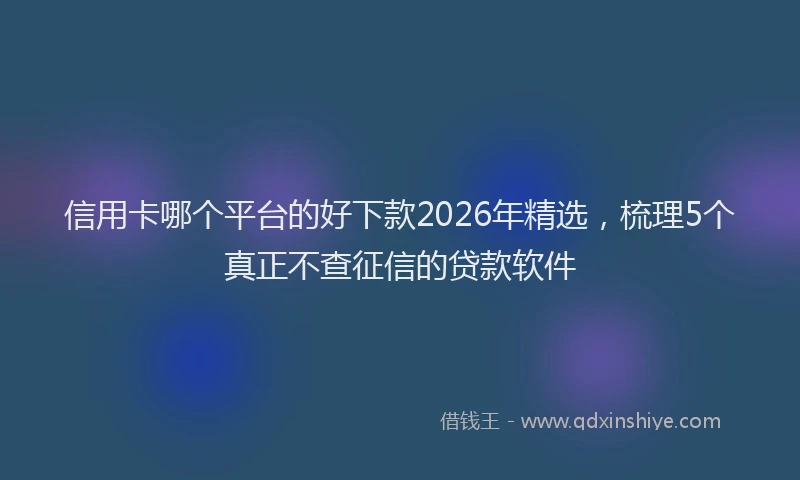 信用卡哪个平台的好下款2026年精选，梳理5个真正不查征信的贷款软件