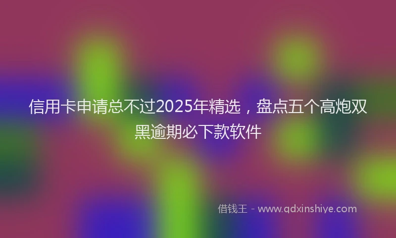 信用卡申请总不过2025年精选，盘点五个高炮双黑逾期必下款软件