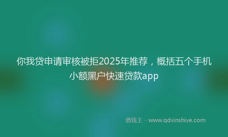你我贷申请审核被拒2025年推荐，概括五个手机小额黑户快速贷款app