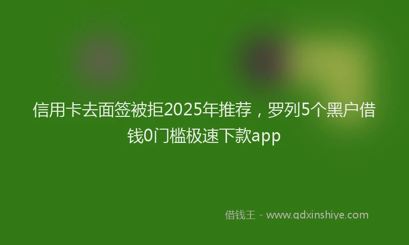 信用卡去面签被拒2025年推荐，罗列5个黑户借钱0门槛极速下款app