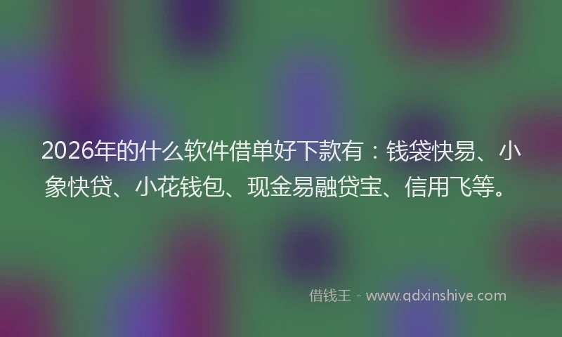2026年的什么软件借单好下款有：钱袋快易、小象快贷、小花钱包、现金易融贷宝、信用飞等。