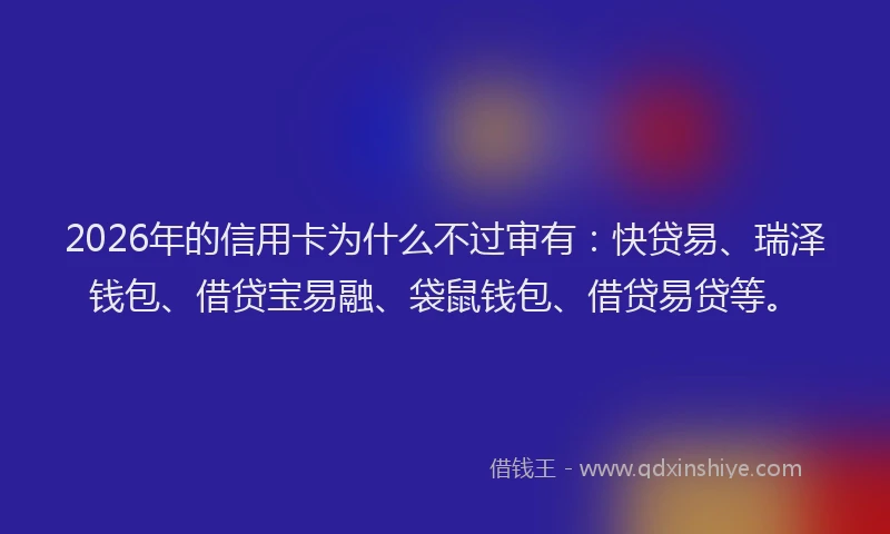 2026年的信用卡为什么不过审有:快贷易、瑞泽钱包、借贷宝易融、袋鼠钱包、借贷易贷等。