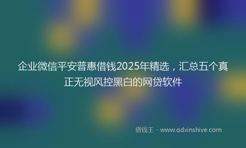 企业微信平安普惠借钱2025年精选，汇总五个真正无视风控黑白的网贷软件