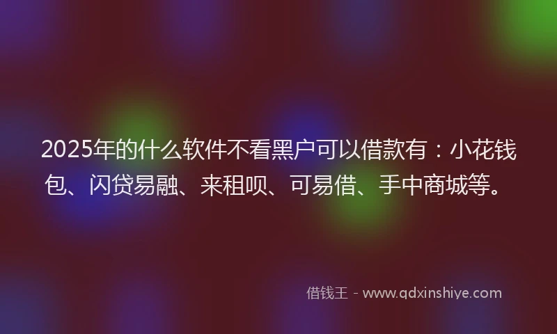 2025年的什么软件不看黑户可以借款有:小花钱包、闪贷易融、来租呗、可易借、手中商城等。