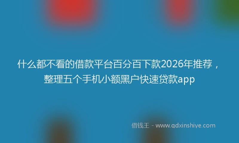 什么都不看的借款平台百分百下款2026年推荐，整理五个手机小额黑户快速贷款app