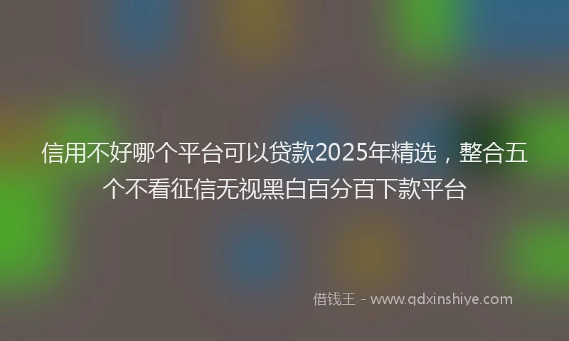 信用不好哪个平台可以贷款2025年精选，整合五个不看征信无视黑白百分百下款平台
