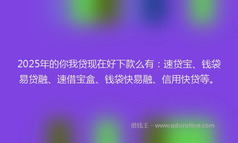 2025年的你我贷现在好下款么有:速贷宝、钱袋易贷融、速借宝盒、钱袋快易融、信用快贷等。