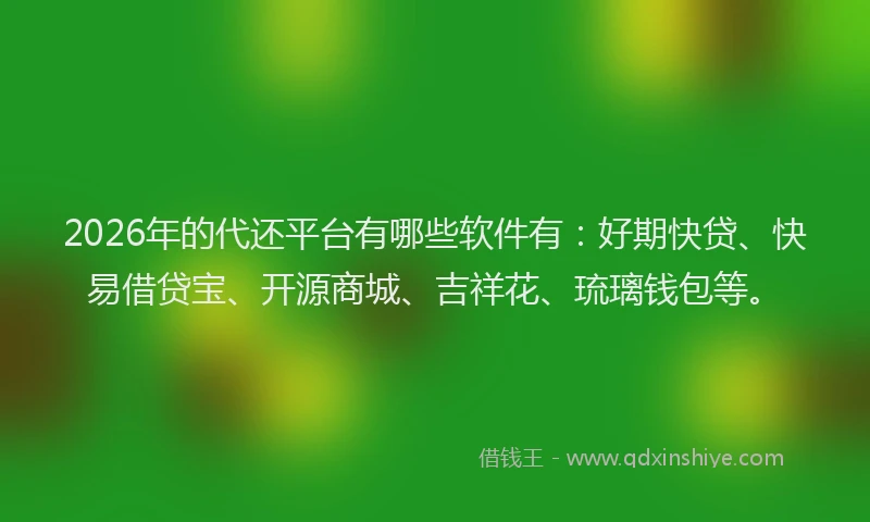 2026年的代还平台有哪些软件有：好期快贷、快易借贷宝、开源商城、吉祥花、琉璃钱包等。