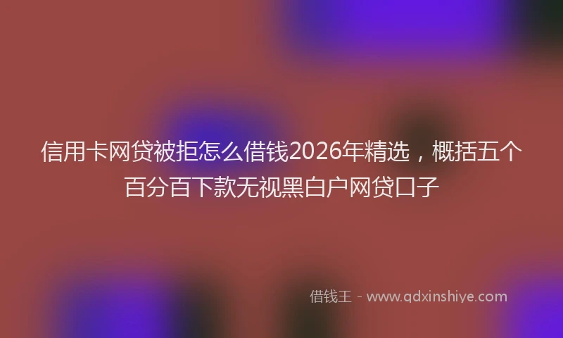 信用卡网贷被拒怎么借钱2026年精选，概括五个百分百下款无视黑白户网贷口子