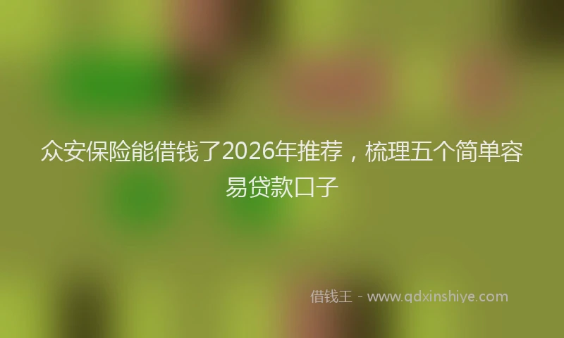 众安保险能借钱了2026年推荐，梳理五个简单容易贷款口子