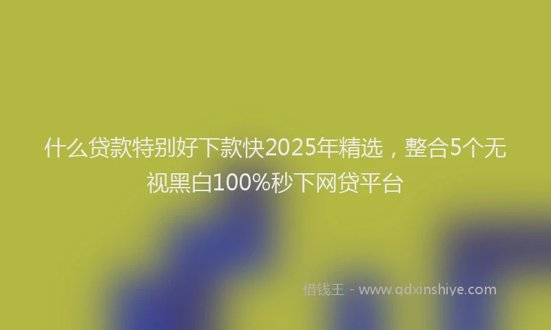 什么贷款特别好下款快2025年精选,整合5个无视黑白100%秒下网贷平台
