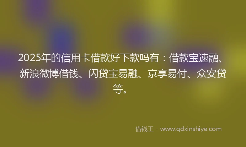 2025年的信用卡借款好下款吗有：借款宝速融、新浪微博借钱、闪贷宝易融、京享易付、众安贷等。