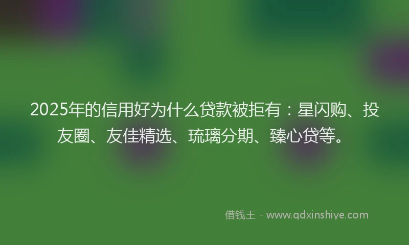 2025年的信用好为什么贷款被拒有：星闪购、投友圈、友佳精选、琉璃分期、臻心贷等。