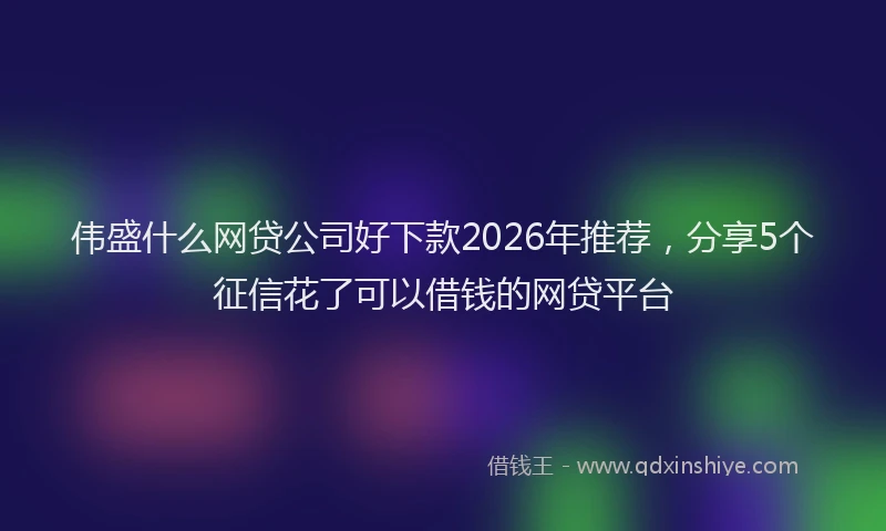 伟盛什么网贷公司好下款2026年推荐，分享5个征信花了可以借钱的网贷平台