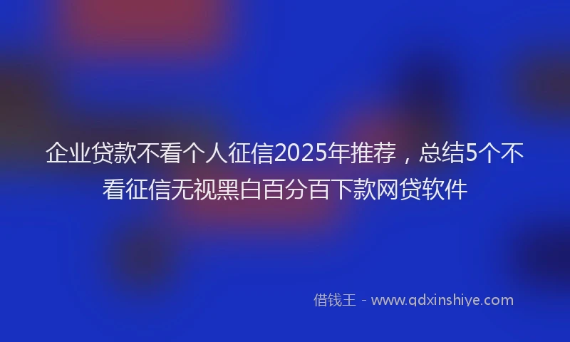 企业贷款不看个人征信2025年推荐，总结5个不看征信无视黑白百分百下款网贷软件