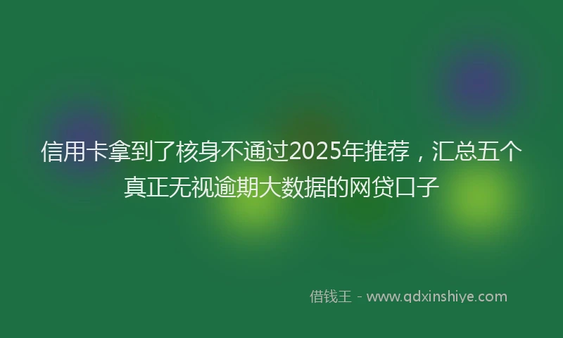 信用卡拿到了核身不通过2025年推荐，汇总五个真正无视逾期大数据的网贷口子