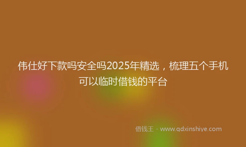 伟仕好下款吗安全吗2025年精选，梳理五个手机可以临时借钱的平台