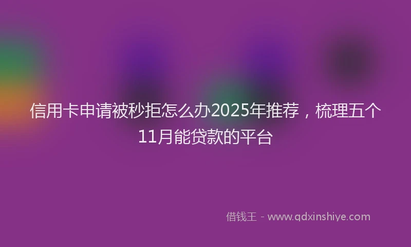 信用卡申请被秒拒怎么办2025年推荐，梳理五个11月能贷款的平台