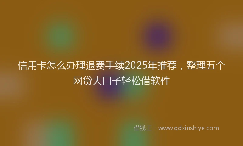 信用卡怎么办理退费手续2025年推荐,整理五个网贷大口子轻松借软件