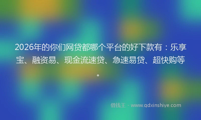 2026年的你们网贷都哪个平台的好下款有：乐享宝、融资易、现金流速贷、急速易贷、超快购等。
