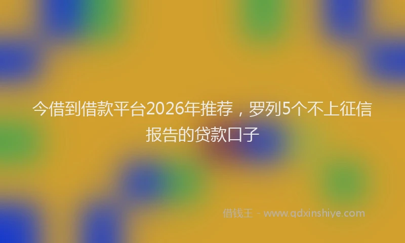 今借到借款平台2026年推荐，罗列5个不上征信报告的贷款口子