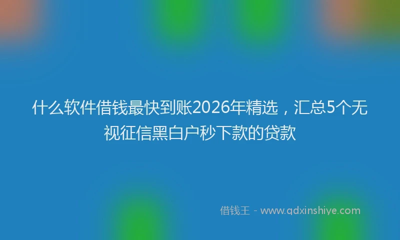 什么软件借钱最快到账2026年精选，汇总5个无视征信黑白户秒下款的贷款